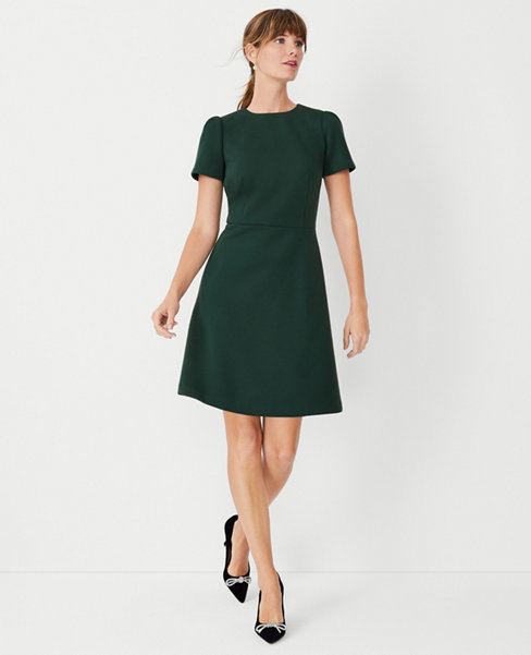 The Petite Crew Neck A-Line Dress in Double Knit