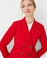 The Petite Short Fitted Double Breasted Blazer in Fluid Crepe carousel Product Image 3