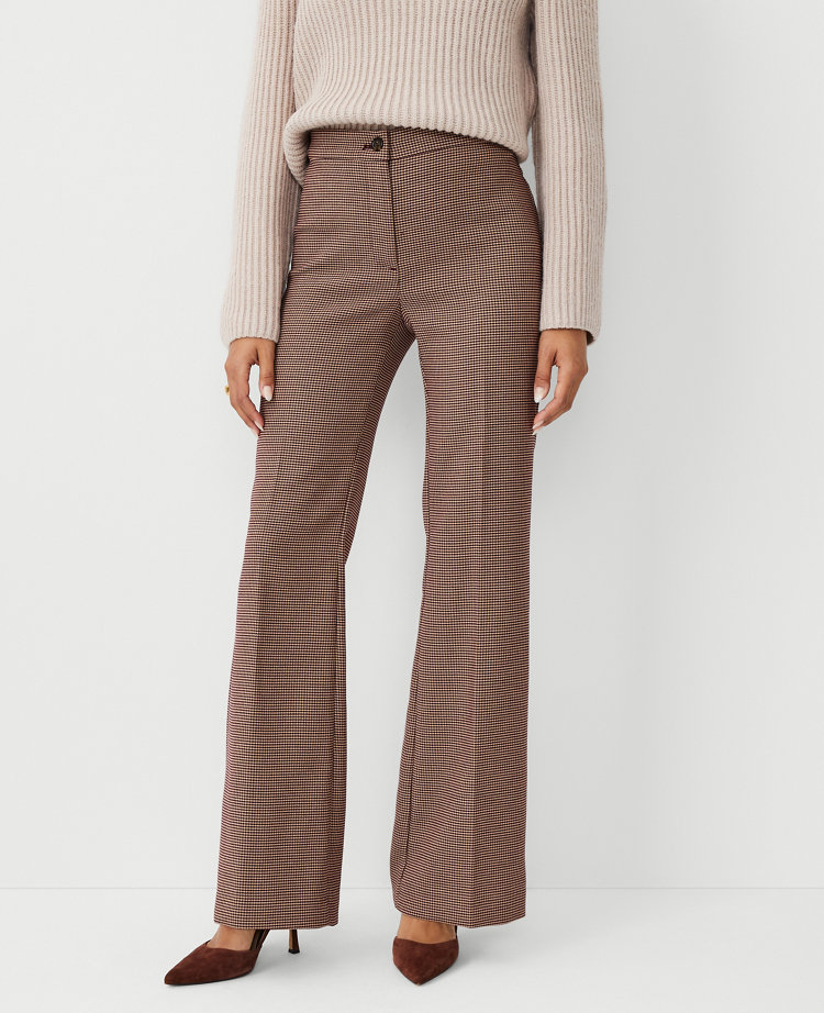 Houndstooth stretch flared pant