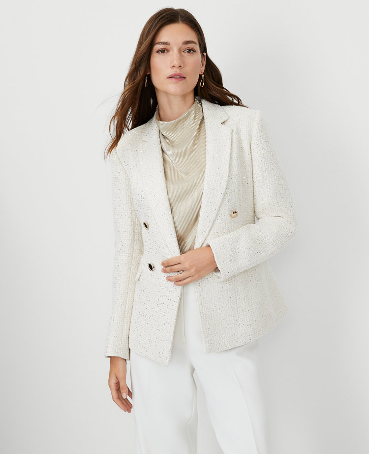 Sequin Tweed Preppy Blazer - Women - Ready-to-Wear