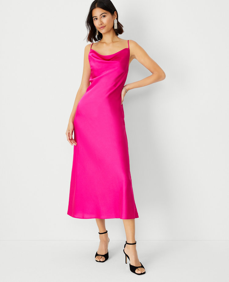 Scoop neck shop satin dress