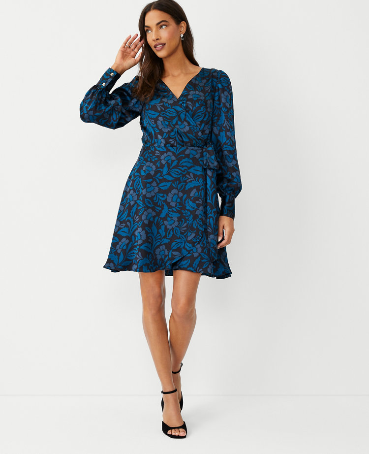 Studio Collection Floral Silk Wrap Dress