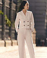 The Cropped Double Breasted Blazer in Textured Stretch carousel Product Image 1