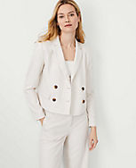 The Cropped Double Breasted Blazer in Textured Stretch carousel Product Image 2