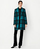 Plaid Wool Blend Short Chesterfield Coat carousel Product Image 1