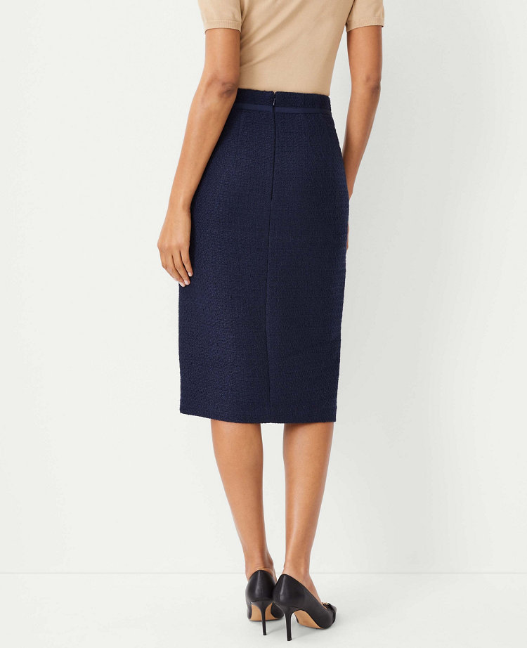 Ann Taylor Chain Trim Tweed Wrap Skirt Night Sky Women's