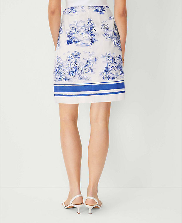 Floral Cotton Linen A-Line Skirt