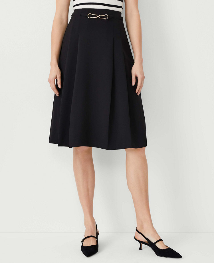 Chain Pleated Skirt - Black