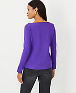 Button Sleeve Boatneck Top carousel Product Image 2