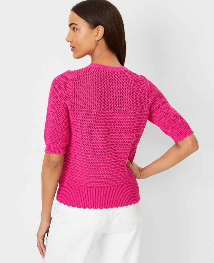 Scalloped Mixed Stitch Sweater