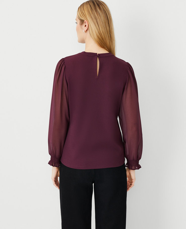 Smocked Chiffon Sleeve Top