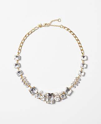 Ann Taylor Crystal Statement Necklace In Goldtone