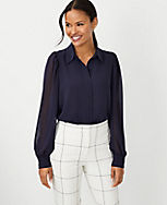 Collared Puff Sleeve Shirt carousel Product Image 1