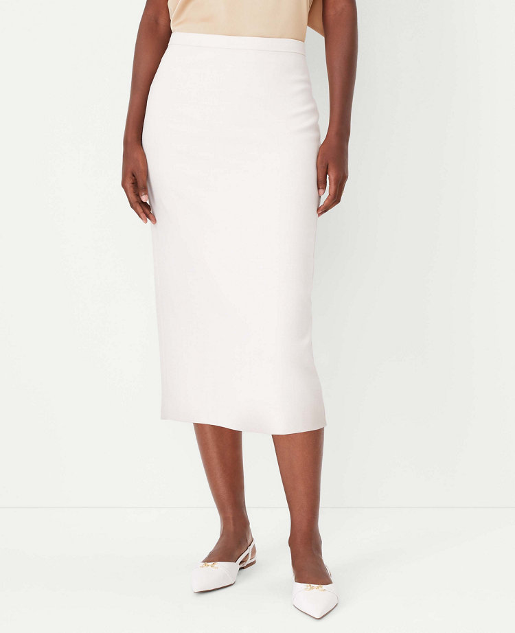 Ann Taylor The Pencil Skirt Textured Stretch Bleached Almond Women's