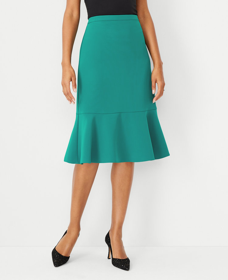 Crepe Flounce Pencil Skirt