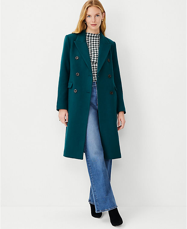 Petite Wool Blend Tailored Chesterfield Coat