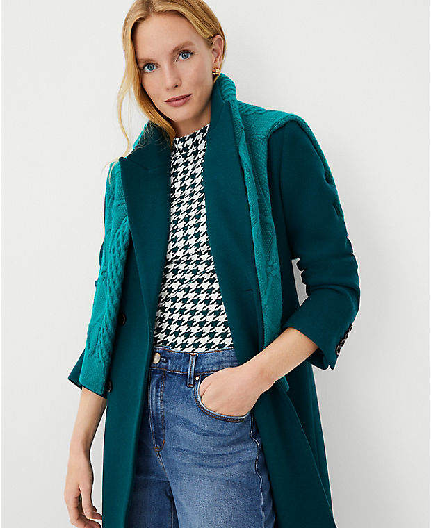 Petite Wool Blend Tailored Chesterfield Coat
