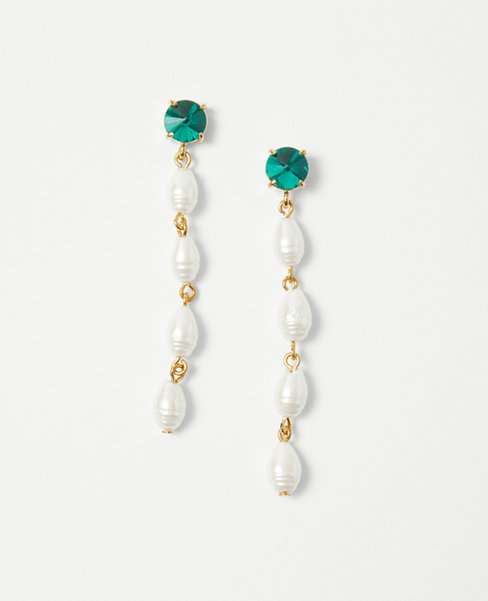 Pearlized Crystal Dangle Earrings