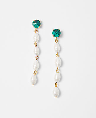Ann Taylor Pearlized Crystal Dangle Earrings In Ivory