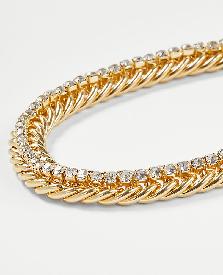 Crystal Embedded Chain Bracelet