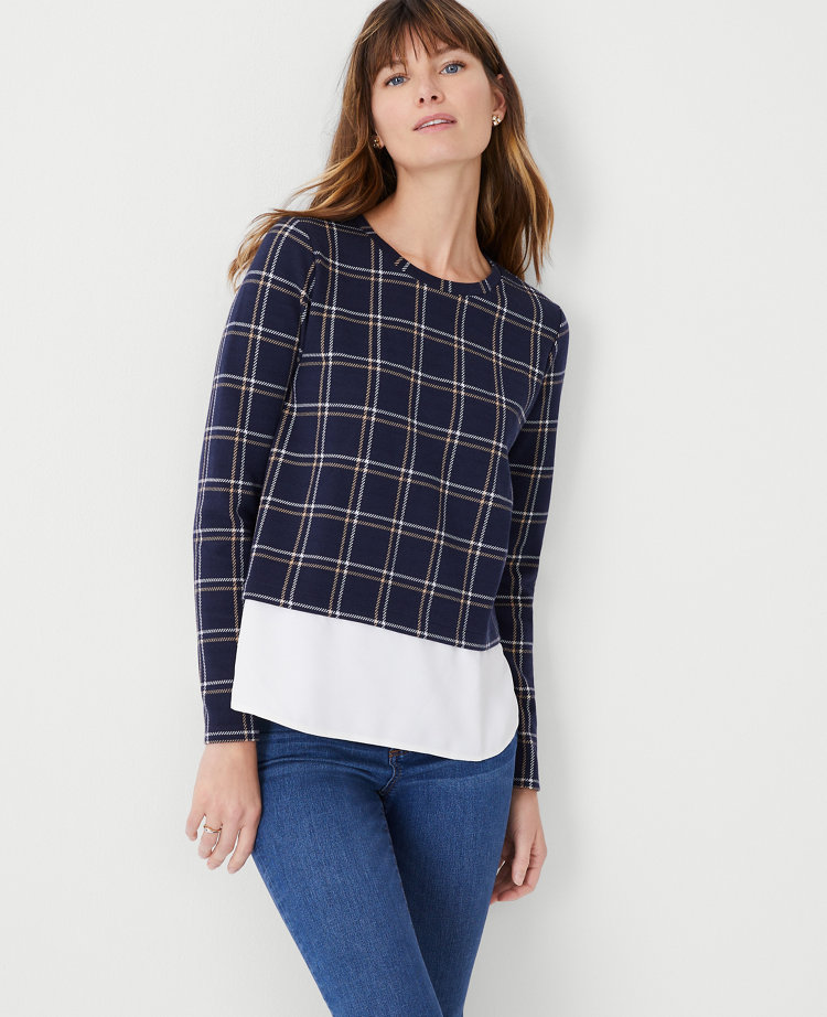 Plaid Layered Mixed Media Top