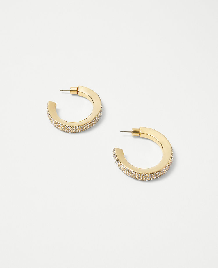 Pave Side Hoop Earrings
