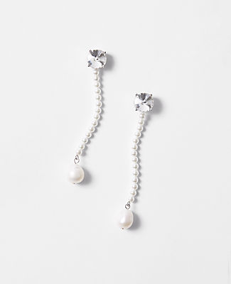 Ann Taylor Pearlized Crystal Dangle Earrings In Ivory