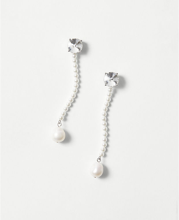 Pearlized Crystal Dangle Earrings
