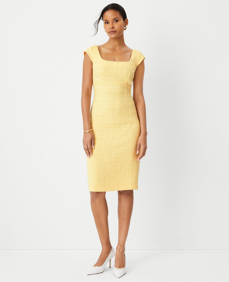 Ann Taylor Tweed Cap Sleeve Sheath Dress