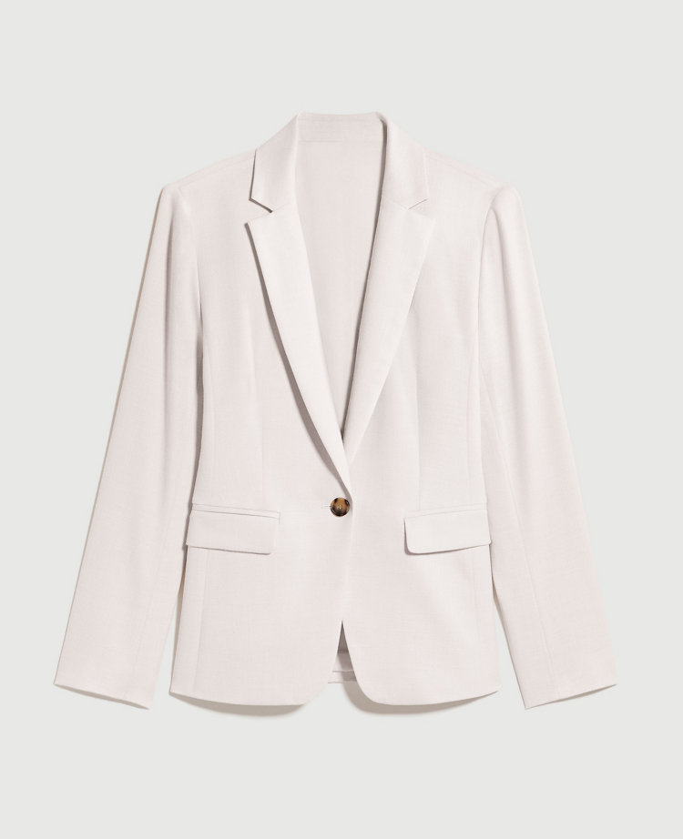 The Notched One Button Blazer in Textured Stretch