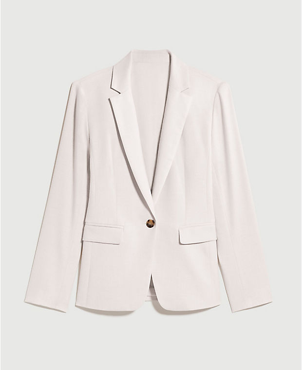 The Notched One Button Blazer in Textured Stretch