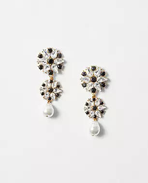 Crystal Flower Statement Drop Earrings carousel Product Image 1