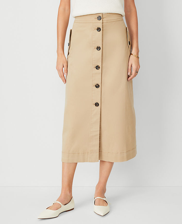 AT Weekend Button Pocket Midi Skirt