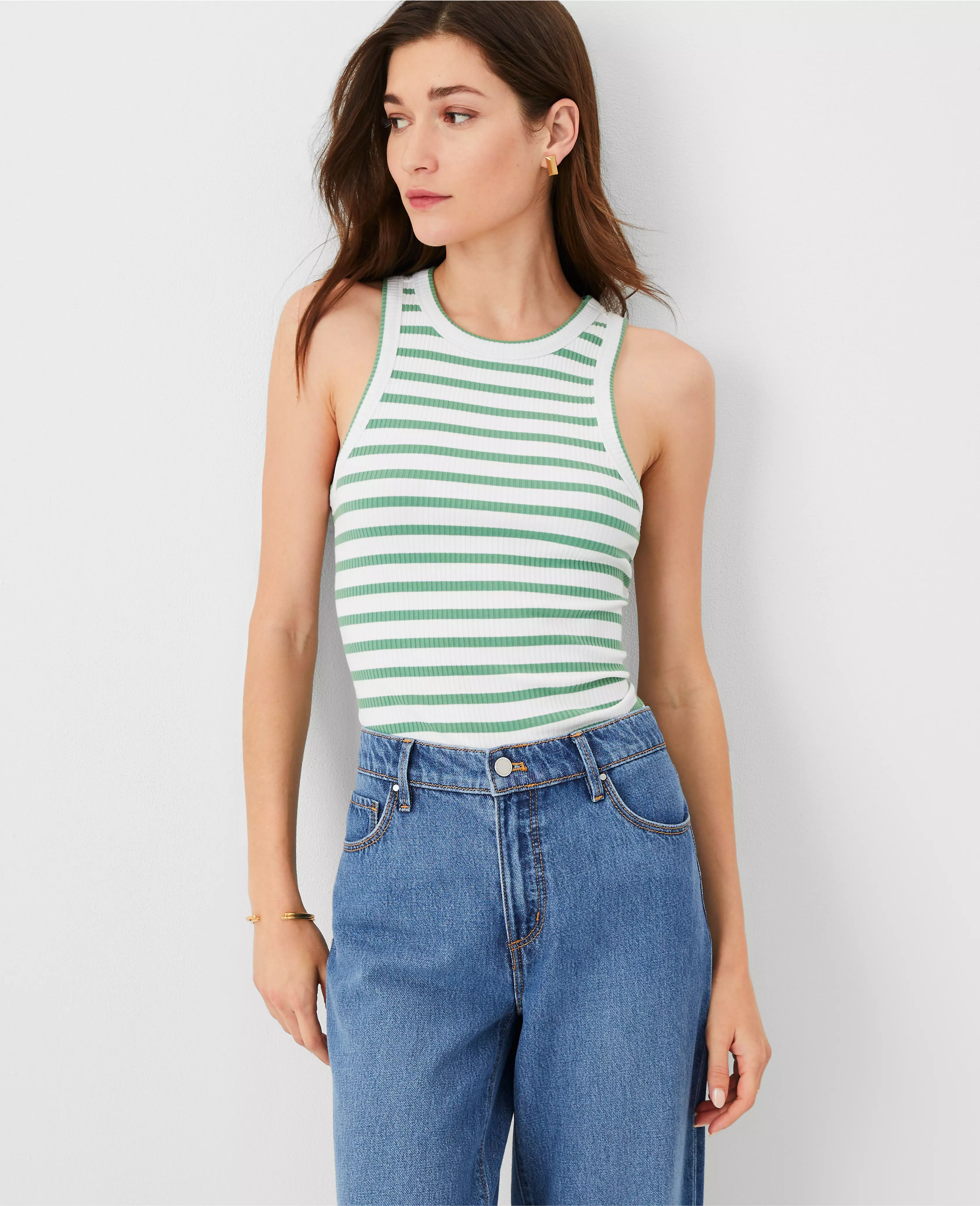 AT Weekend Striped Ribbed Tank Top