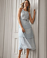 Pleated Halter Flare Dress carousel Product Image 1