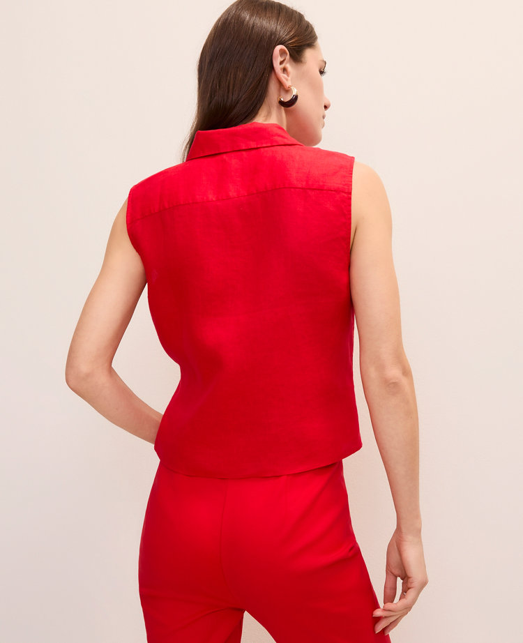 Tie Waist Blouse in Linen carousel Product Image 2