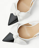 Leather Bow Mid Heel Slingback Pumps carousel Product Image 1