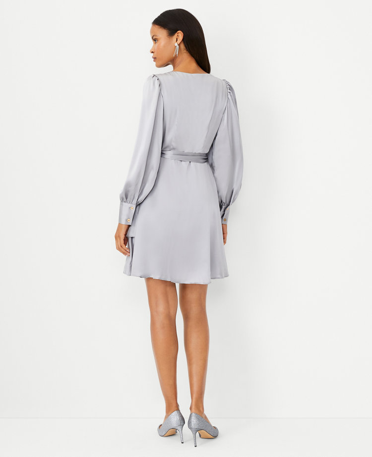 Silk Wrap Dress - Light Gray – Verdalina