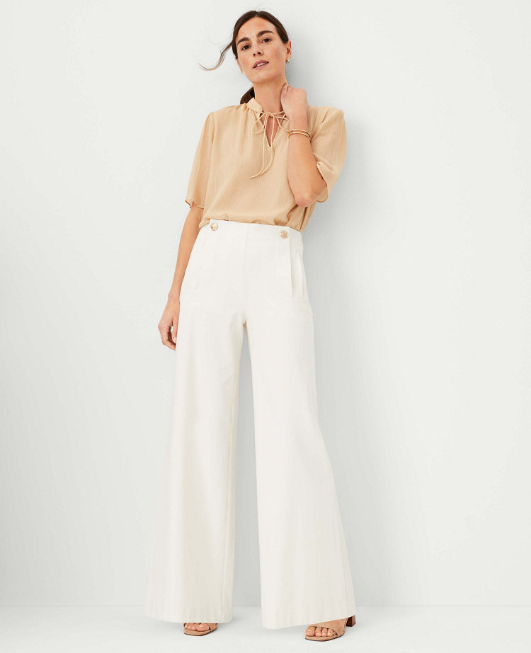 The Wide Leg Sailor Palazzo Pant in Twill