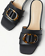 Tortoiseshell Print Buckle Strap Leather Sandals carousel Product Image 1