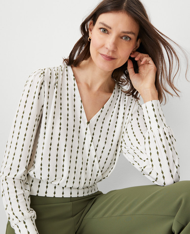 Ann Taylor Blouson Knit Wrap Top