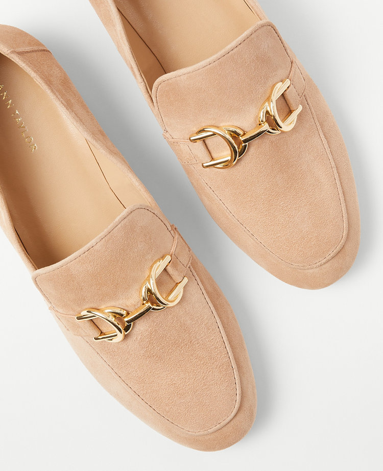 Chain Bit Suede Loafers