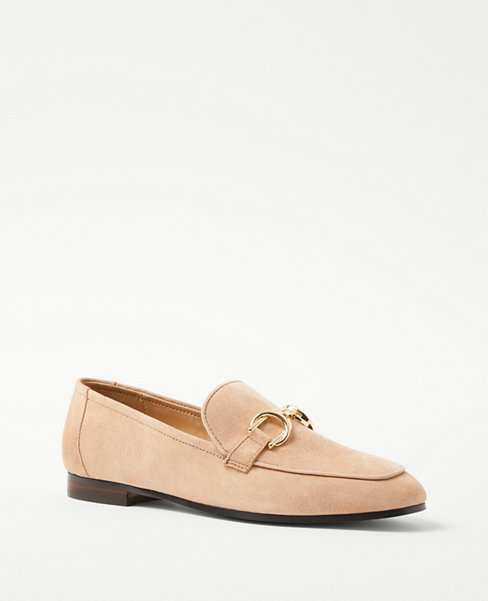 Chain Bit Suede Loafers