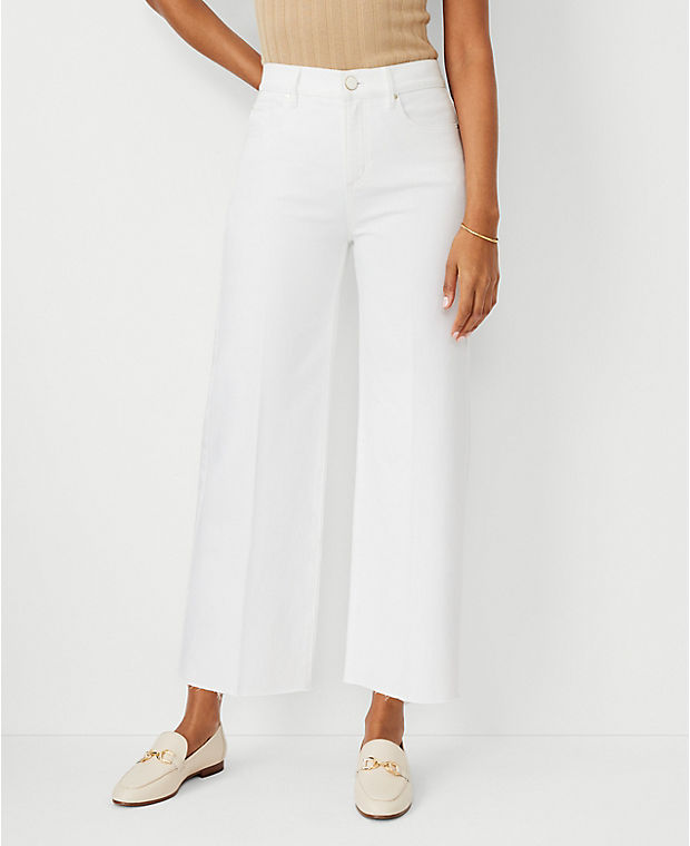 Petite AT Weekend Fresh Cut High Rise Wide Leg Crop Jeans in White