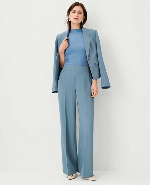 The High Rise Side Zip Wide Leg Pant in Fluid Crepe