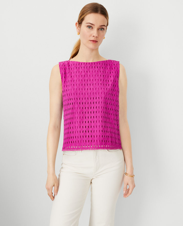 Cotton Eyelet Boatneck Top