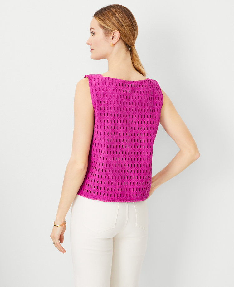 Cotton Eyelet Boatneck Top