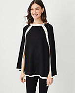 Colorblock Button Neck Poncho carousel Product Image 1