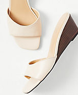 Leather Low Wedge Sandals carousel Product Image 2