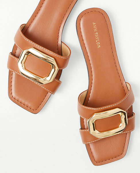 AT Weekend Leather Buckle Slides